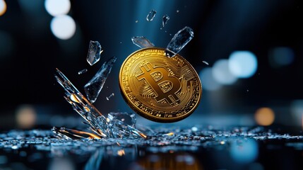 A gold coin with the letter B on it is floating in the air