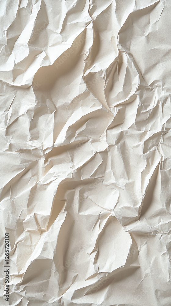 Aufkleber a close-up shot of crumpled white paper, with pronounced folds and wrinkles creating a textured surf