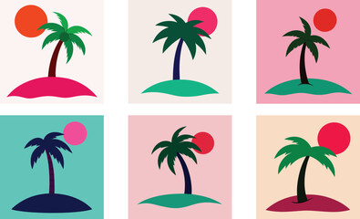 a palm tree on a deserted island with a glowing p 