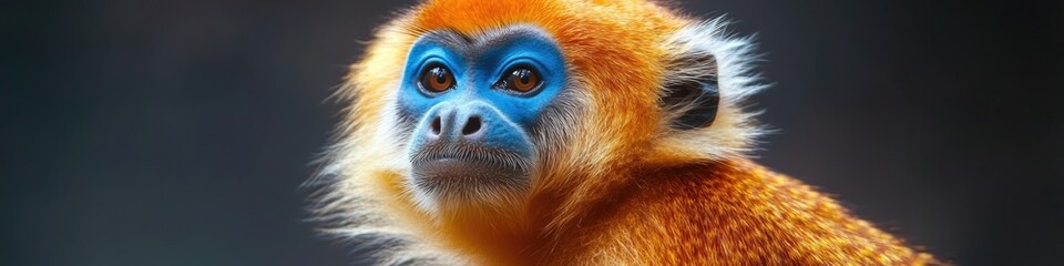 Obraz premium Close-up shot of a monkey with a blue face, great for children's books or wildlife photography