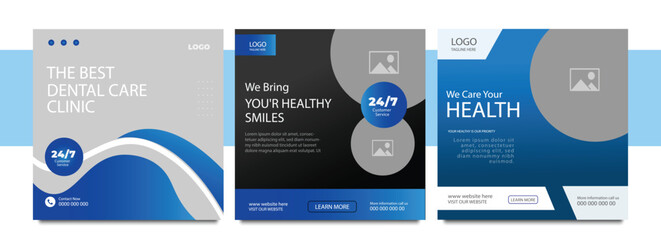 Medical Social Media Post Template, Healthcare Social Media Banner Template, Medical and healthcare social media post template. health doctor social media post banner. Medical Health banner.