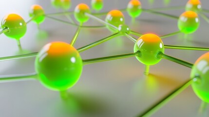 Futuristic 3D network with glowing nodes and lines, symbolizing advanced communication and connectivity.