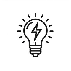 Light bulb with lightning bolt inside symbolizing a bright idea, innovation, and creative inspiration
