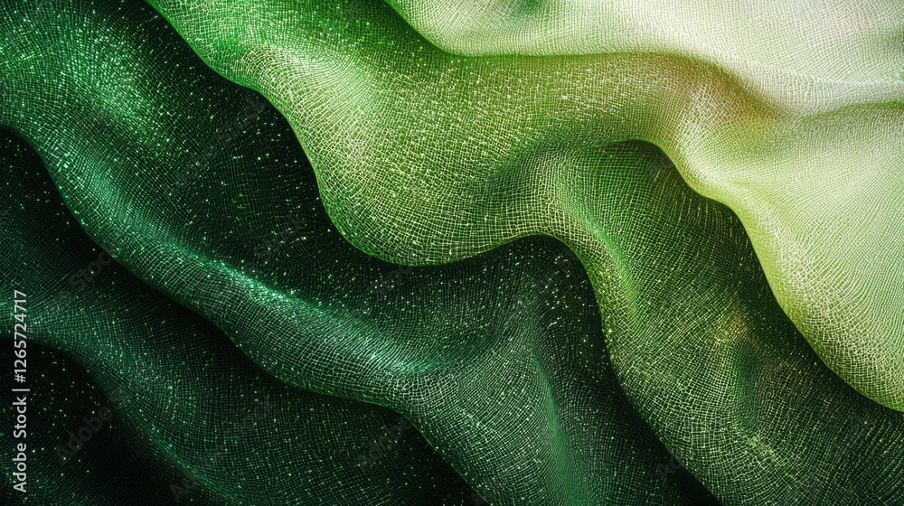 Poster layers of green gradients intertwine to form a mesmerizing texture, evoking a sense of tranquility a