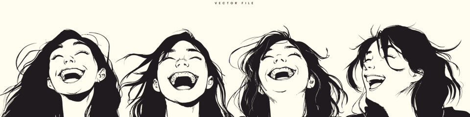 Black and White Friendship Editable Sketch