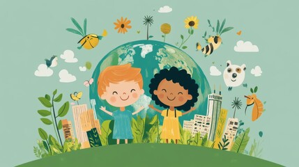 Fototapeta premium Hands holding earth paper and water paint. Concept of protecting the world from global warming. Sustainability topic to save the world.