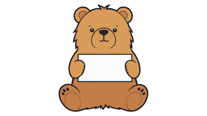 cute brown teddy bear with sign in palms vector illustration 