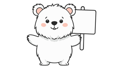 cute bear with blank sign, bear with blank sign willing to hug vector illustration