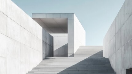 Obraz premium Modern architecture showcases geometric shapes light and shadow on concrete