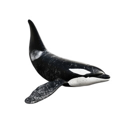 Stunning photo of orcas dorsal fin on white background