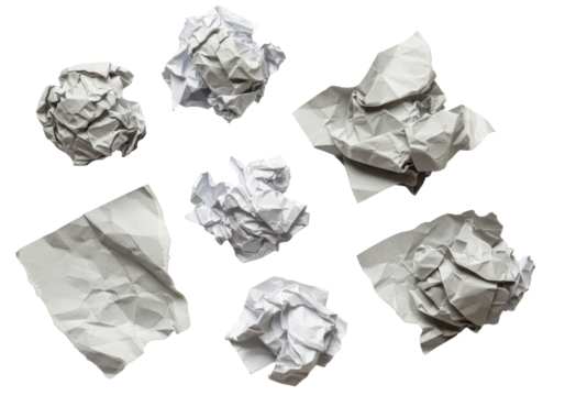 Crumpled White Paper On Black Background