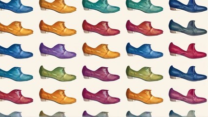 Fototapeta premium Close-Up of Two Different Colored Shoes for National Two Different Colored Shoes Day: Playful and Unique Style