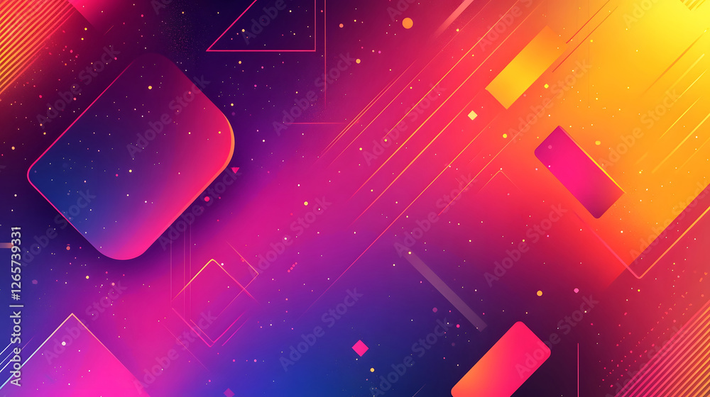 Leinwandbilder Dazzling abstract cosmic backdrop featuring a dynamic composition of vibrant glowing geometric shapes gradients and patterns in a futuristic luminescent space themed design