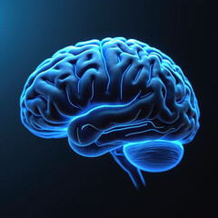 Glowing Futuristic Human Brain - Cyberpunk AI Concept