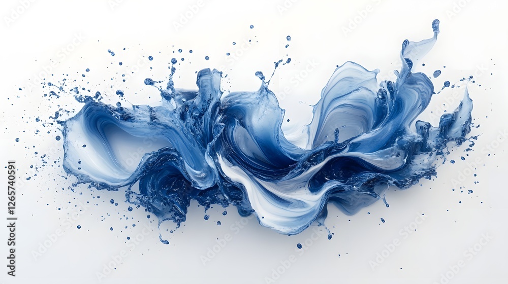 Poster Dramatic and Colorful Abstract Image of Blue Liquid Splashing and Flowing with Vibrant Movement and Texture  This Contemporary Digital Artwork Can Be Used as a Stunning Backdrop Wallpaper