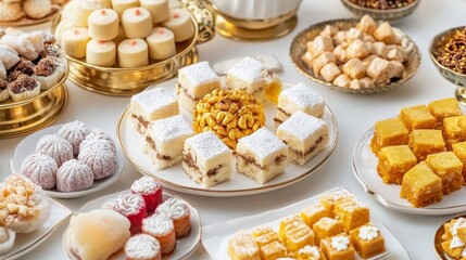 Variety of Traditional Sweets and Desserts on Elegant Platters