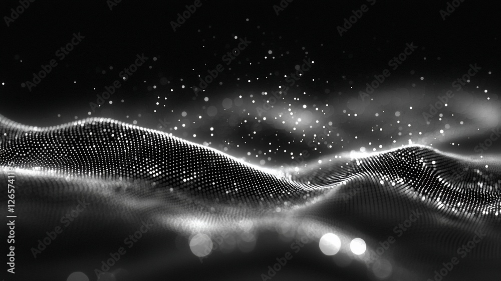 Wall mural Abstract digital wave particles background