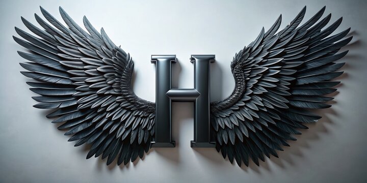 Elegant Black H Wing Initial Letter Portrait Photography