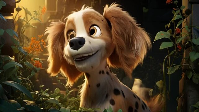 Cute cartoon of a baby dog animation