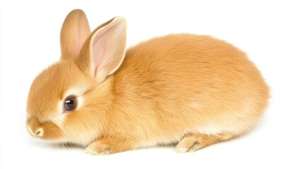 Obraz premium Adorable rabbit in close-up, centered on white background, symbolizing purity and innocence. 