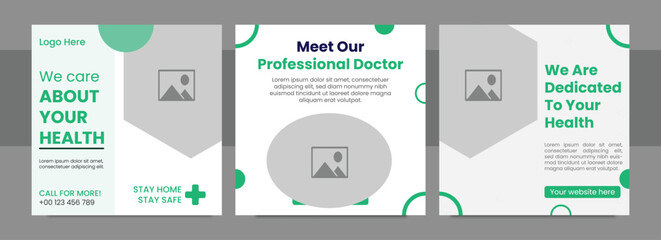 Set of Medical social media post and banner design template. Healthcare social media post . Suitable for social media post, banners, signs, flyers, and websites.