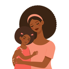 Mother and daughter flat vector illustration isolated on transparent background