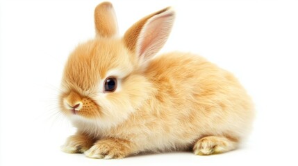 Obraz premium Adorable rabbit in close-up, centered on white background, symbolizing purity and innocence. 