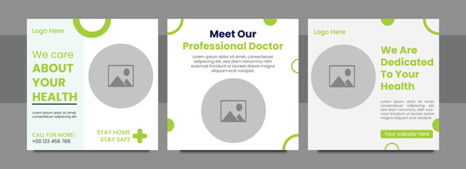 Medical Social Media Post Template, Healthcare Social Media Banner Template, Medical and healthcare social media post template. health doctor social media post banner. Medical Health banner.