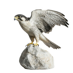 Majestic falcon perched on rock in product photography style