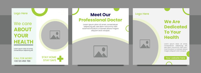 Set of Medical social media post and banner design template. Healthcare social media post . Suitable for social media post, banners, signs, flyers, and websites.