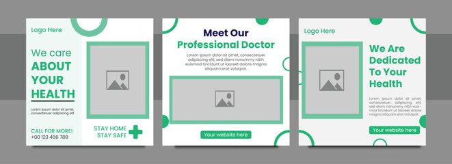 Medical Social Media Post Template, Healthcare Social Media Banner Template, Medical and healthcare social media post template. health doctor social media post banner. Medical Health banner.