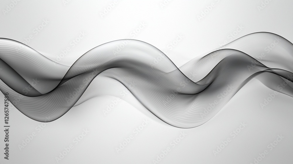 Poster abstract grey waves flowing on white background, design element