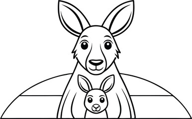 Adorable Kangaroo and Joey Coloring Page, Australian Wildlife