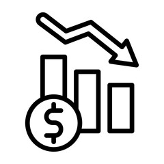 Revenue Decline Vector Line Icon Design