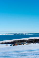 Photography from the cultural landscape of Toten with Lake Mj&oslash;sa, Norway, a day in February 2025.