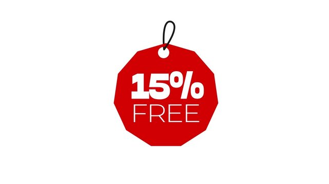 Sale Red sticker 15% off animation, Label sale1 5% off animation 4k	