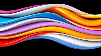 Vibrant Colorful Wavy Abstract Design on Black Background