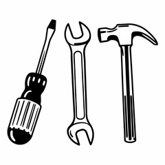 set of tools isolated on white