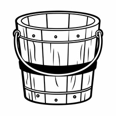 wooden bucket with water