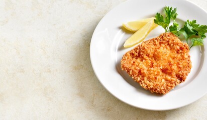 Homemade breaded chicken schnitzel