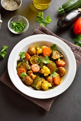Stewed vegetables on plate
