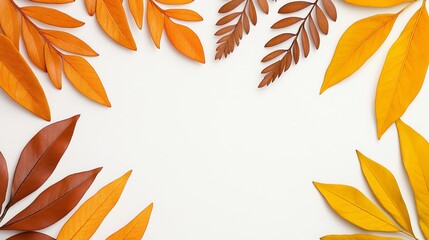 Vibrant Watercolor Leaves Arrangement in Brown and Yellow Hues