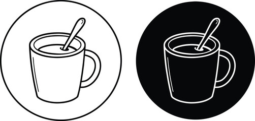 Simple Mug Coffee Drink Icon Design, Hot Beverage Illustration