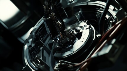 Automated welding robot performing precise tasks, showcasing advanced industrial automation.