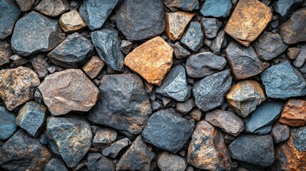 Naklejka premium Close-up view of varied stones, outdoors, natural pattern