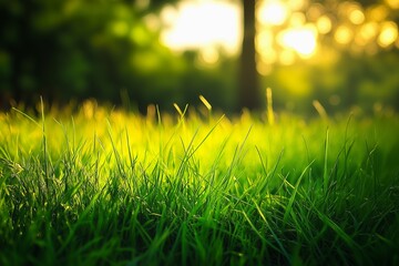 The grass reflects the beautiful golden yellow sunlight