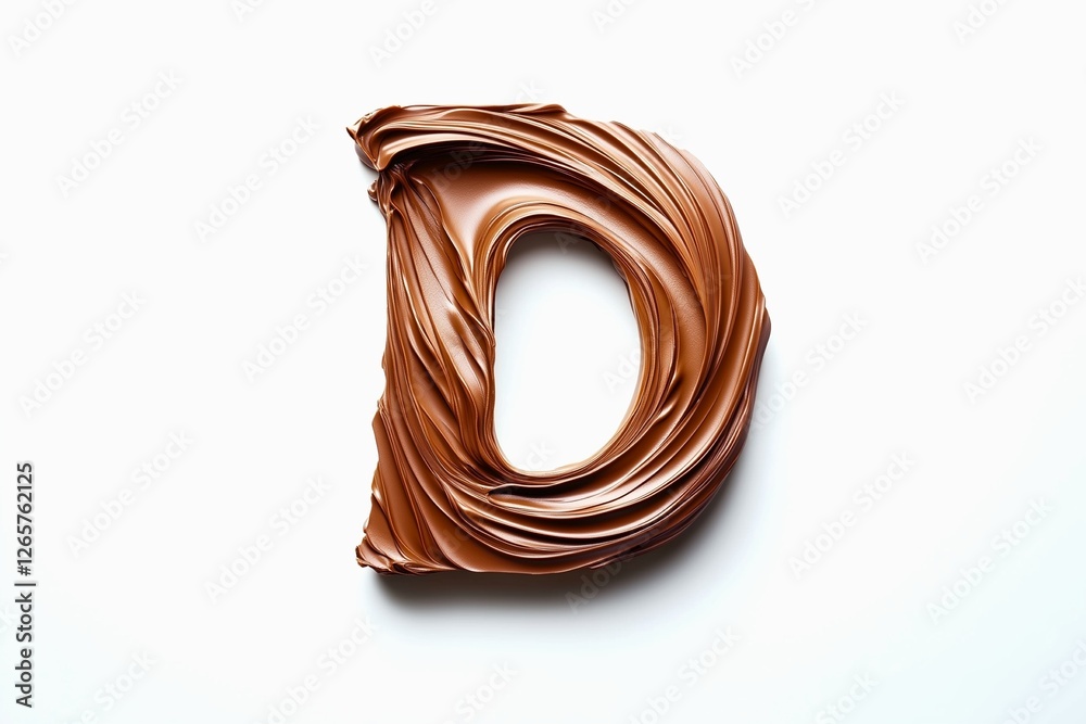 Fototapete letter d designed with flowing cocoa texture isolated on white background