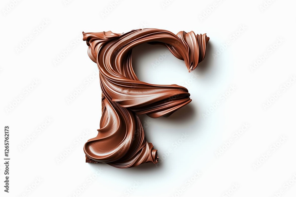 Fototapete letter f designed with flowing cocoa texture isolated on white background