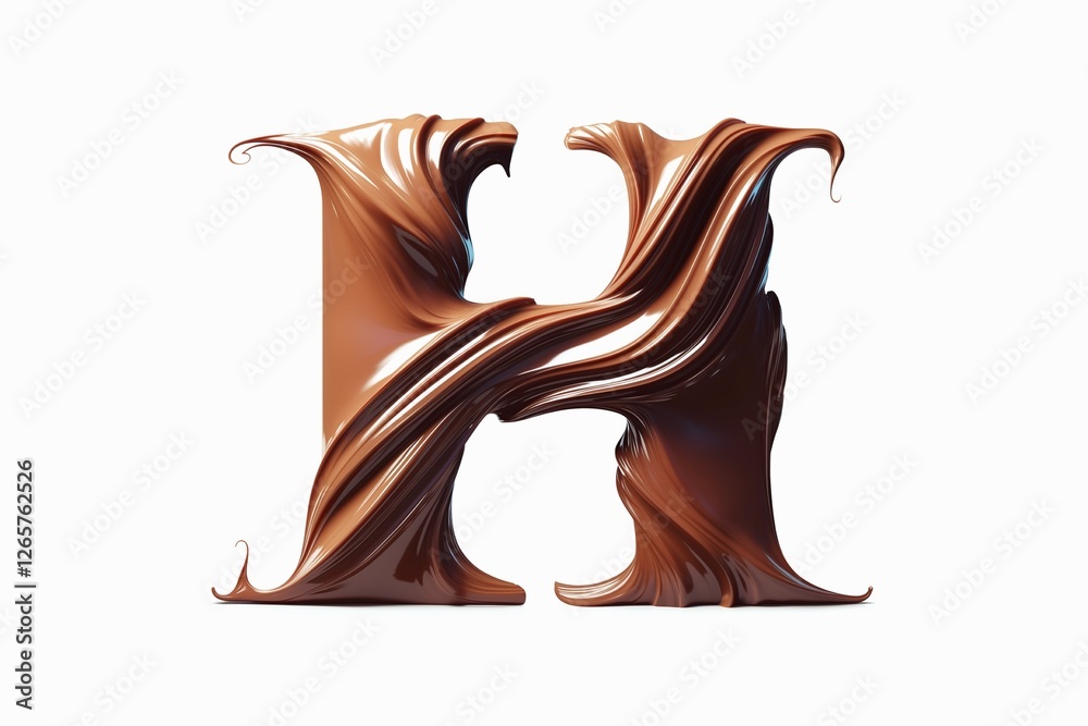 Fototapete letter h designed with flowing cocoa texture isolated on white background