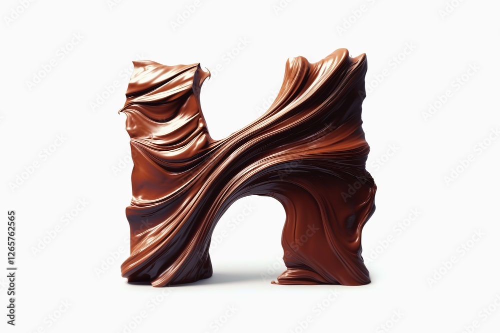 Fototapete letter h designed with flowing cocoa texture isolated on white background